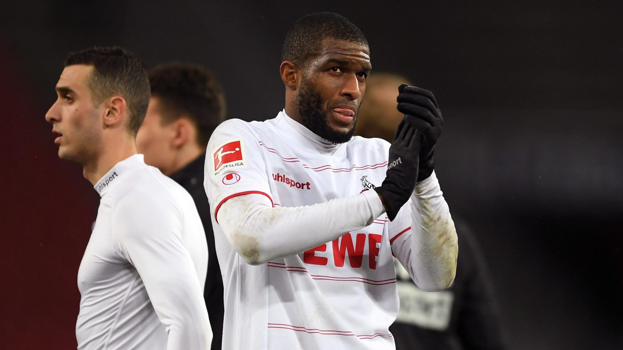 Anthony Modeste freut sich nach dem Sieg des 1. FC Köln gegen Eintracht Frankfurt.