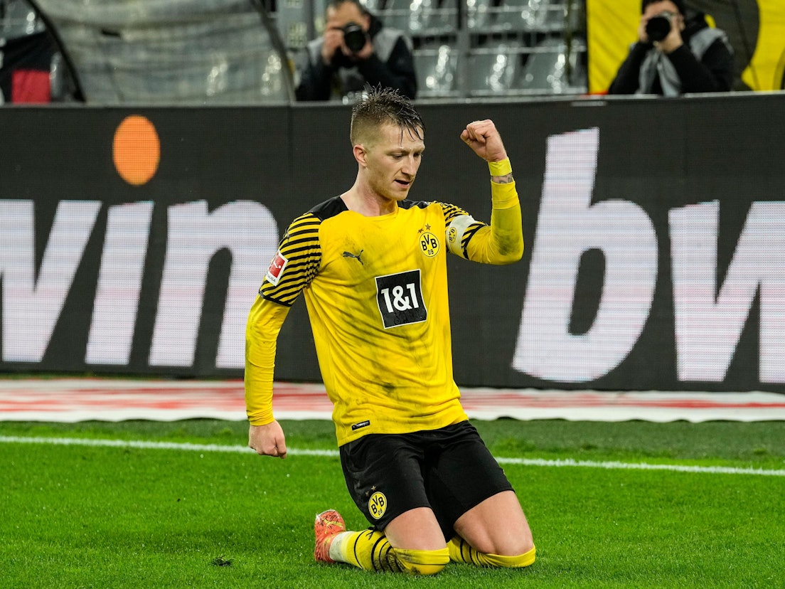 Marco Reus feiert das 4:0 für Borussia Dortmund