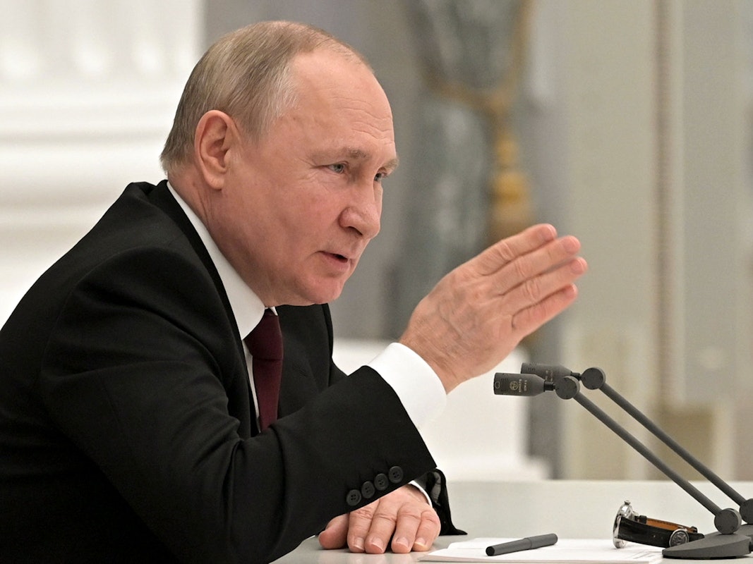 Wladimir Putin, Präsident von Russland, spricht während einer Sitzung des Sicherheitsrates im Kreml.