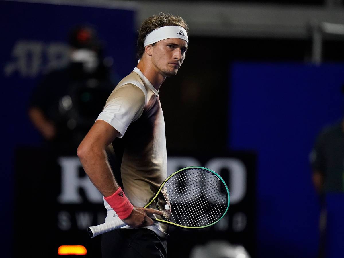 Alexander Zverev am 22. Februar 2022 bei seinem Tennis-Spiel gegen Jenson Brooksby in Acapulco.