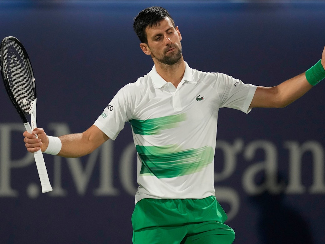 Novak Djokovic verlor sein Spiel gegen Jiri Vesely am 24. Februar 2022 beim ATP-Turnier in Dubai.