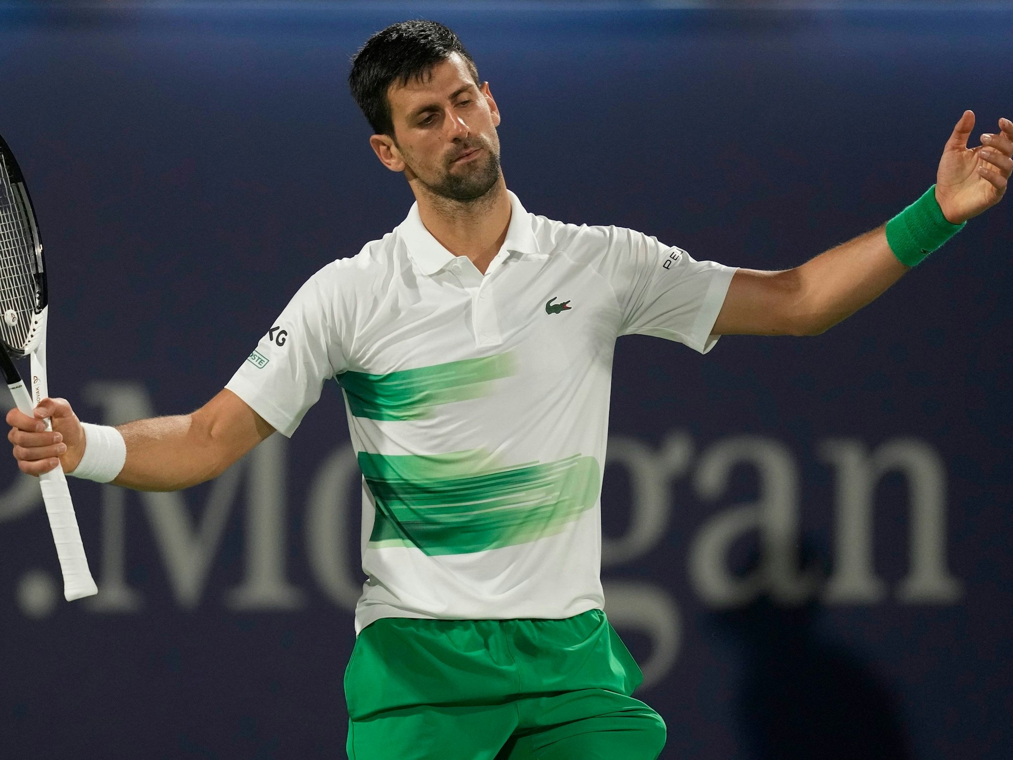 Novak Djokovic verlor sein Spiel gegen Jiri Vesely am 24. Februar 2022 beim ATP-Turnier in Dubai.