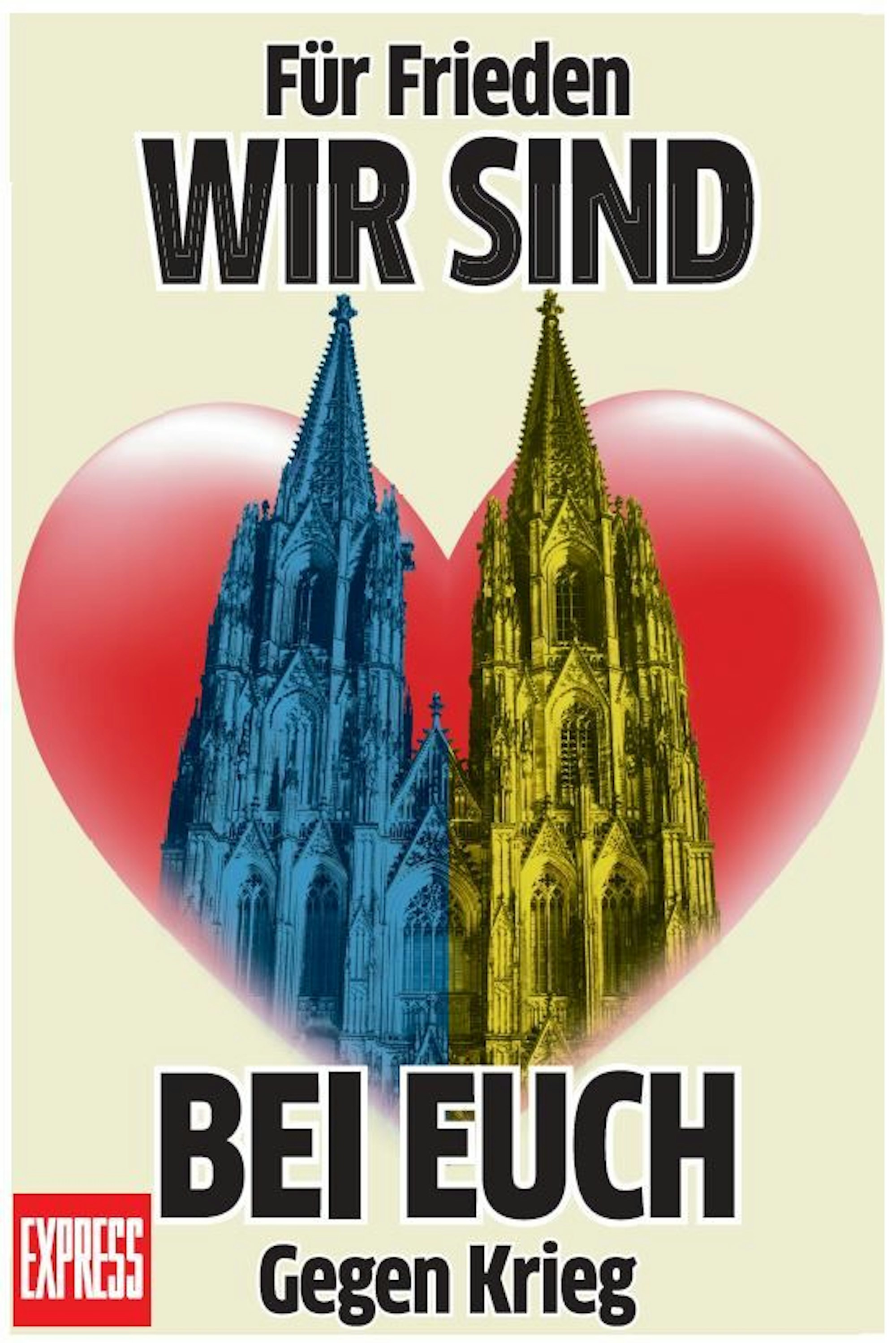 Plakat gegen den Krieg in der Ukraine, das am 28. Februar 2022 im EXPRESS erschienen ist.