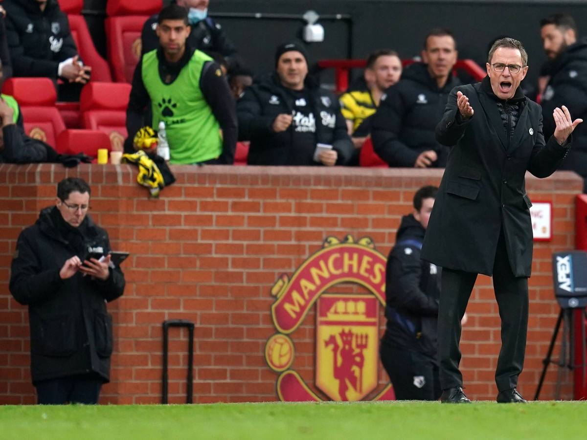 Ralf Rangnick coacht an der Seitenlinie beim Spiel gegen Watford im Old Trafford.
