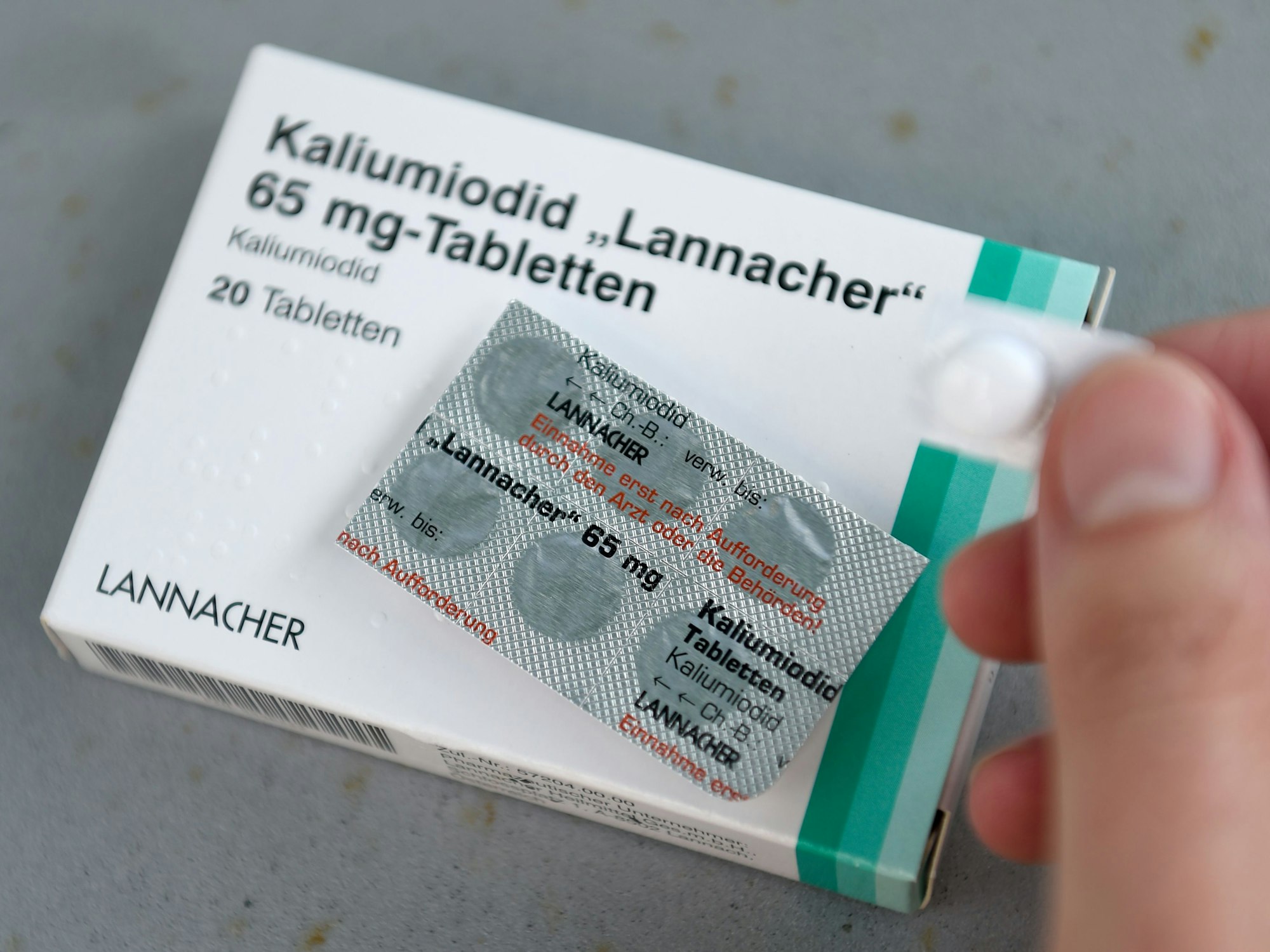 Eine Packung Jodtabletten am 28. August 2017.