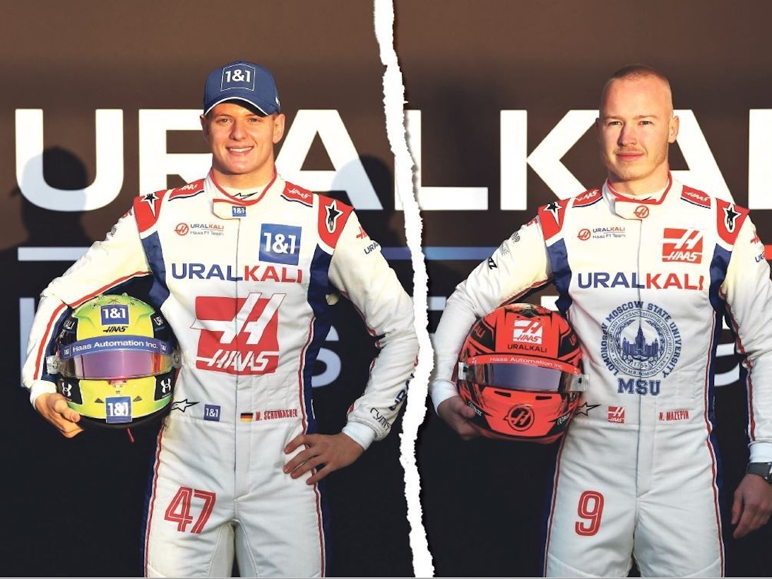 Mick Schumacher und Nikita Mazepin stehen nebeneinander.