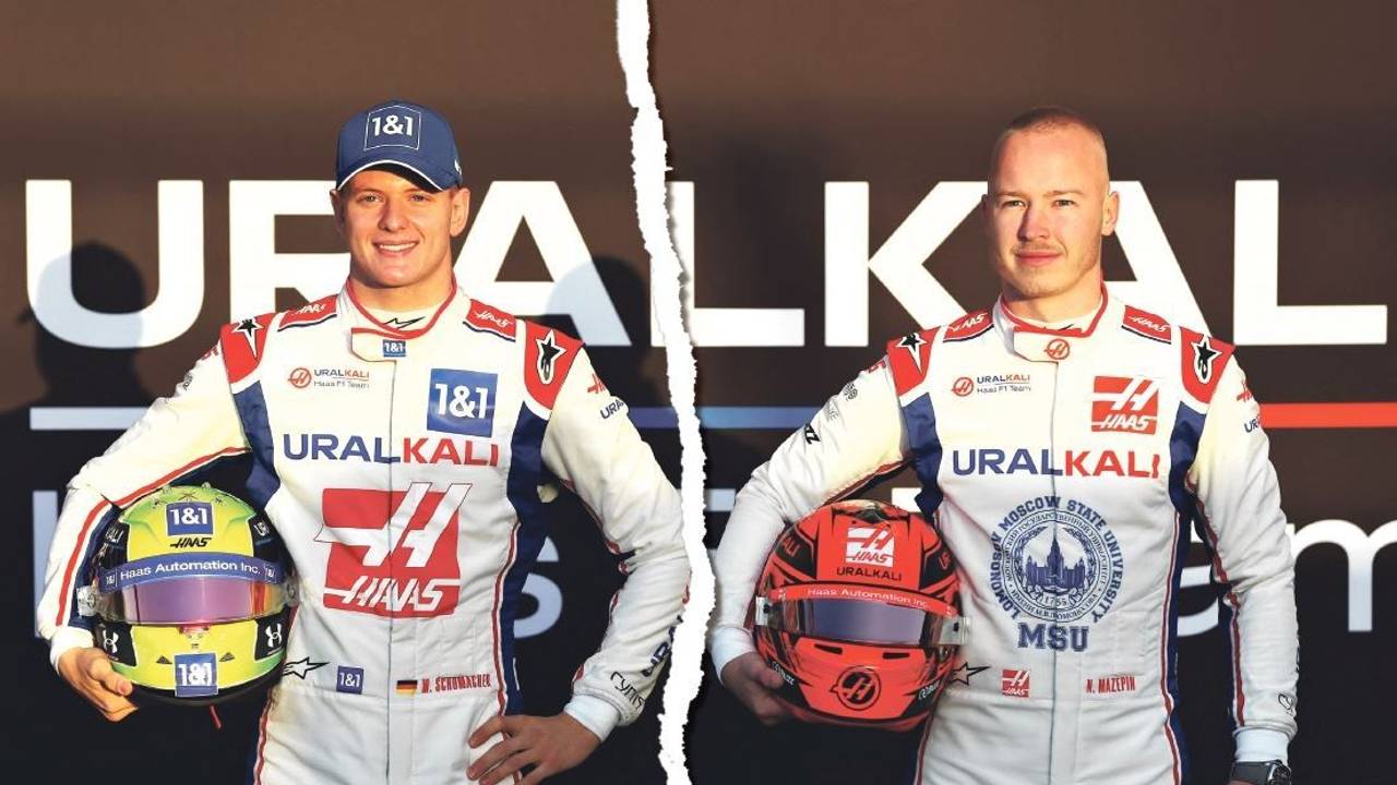 Mick Schumacher und Nikita Mazepin stehen nebeneinander.