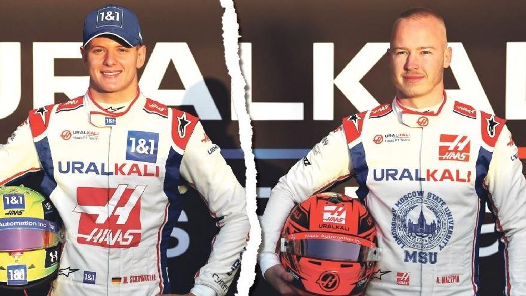 Mick Schumacher und Nikita Mazepin stehen nebeneinander.