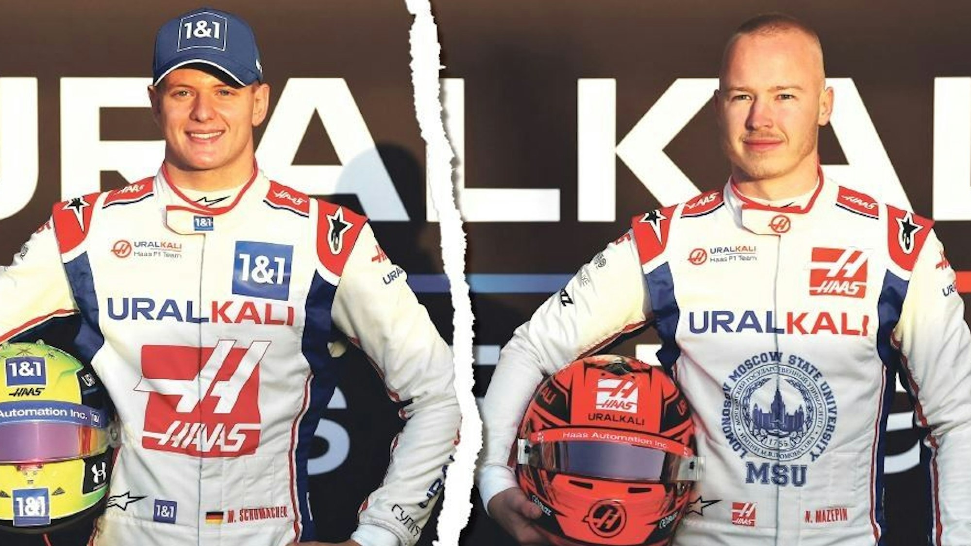 Mick Schumacher und Nikita Mazepin stehen nebeneinander.