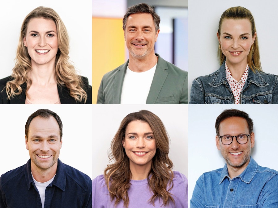 Das neue RTL-Moderationsteam rund um Daniela Will, Marco Schreyl, Annika Lau, Daniel Fischer, Annett Möller und Simon Beeck.