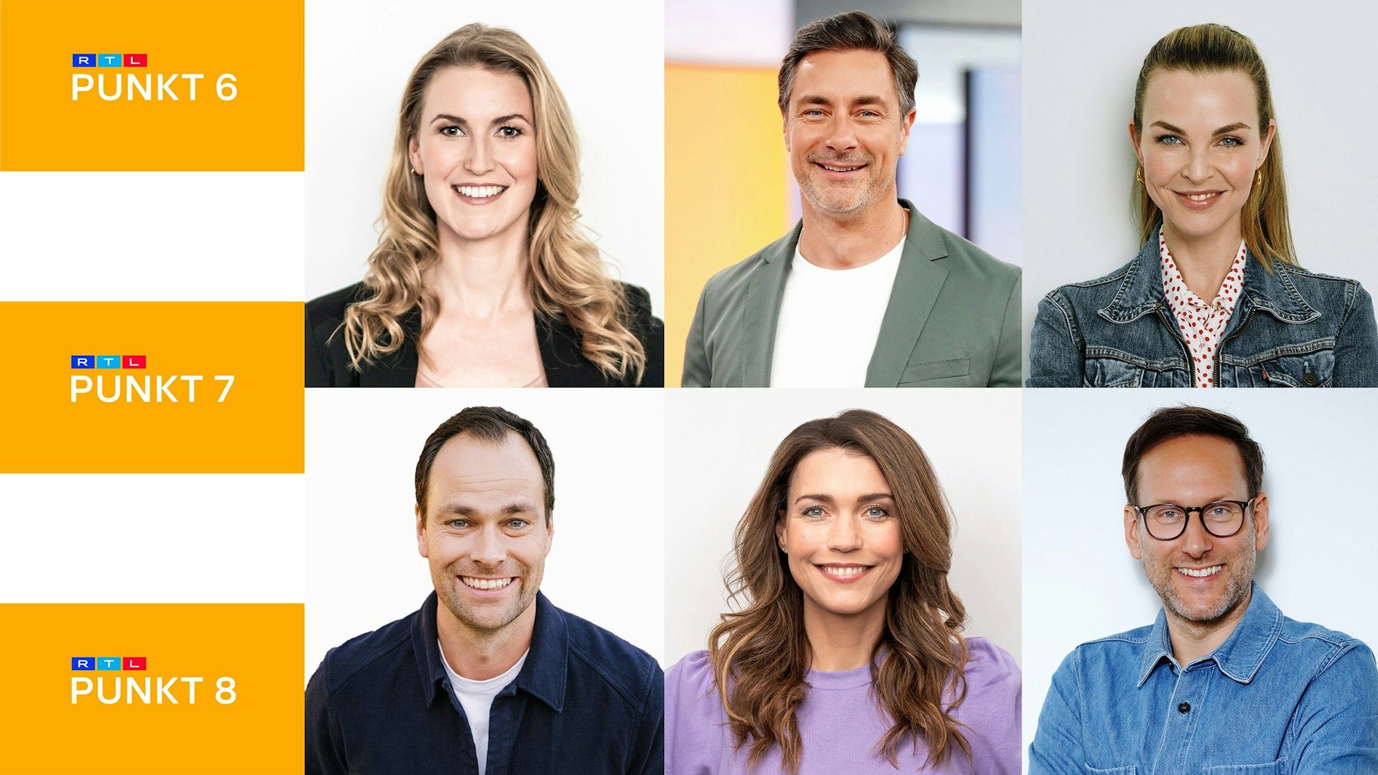 Das neue RTL-Moderationsteam rund um Daniela Will, Marco Schreyl, Annika Lau, Daniel Fischer, Annett Möller und Simon Beeck.