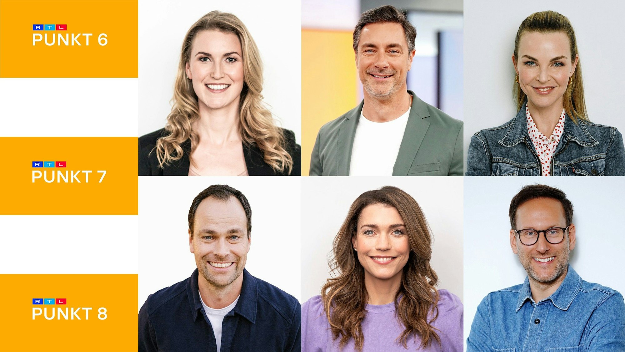 Das neue RTL-Moderationsteam rund um Daniela Will, Marco Schreyl, Annika Lau, Daniel Fischer, Annett Möller und Simon Beeck.