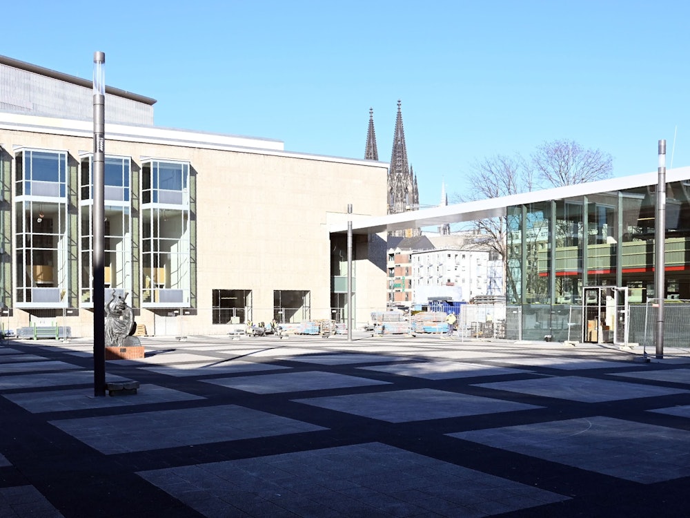 Blick auf den kleinen Offenbach Platz in Köln.