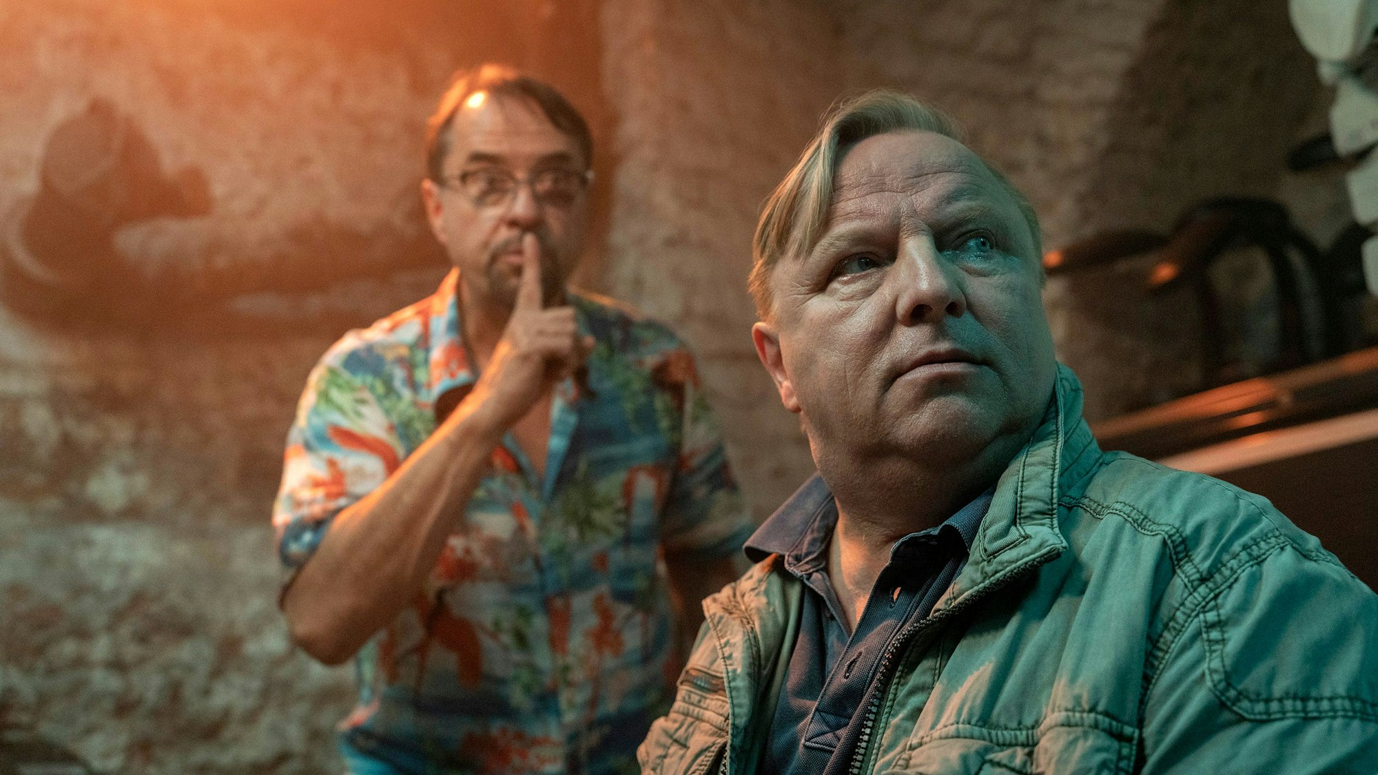 Jan Josef Liefers und Axel Prahl in einer „Tatort“-Szene.