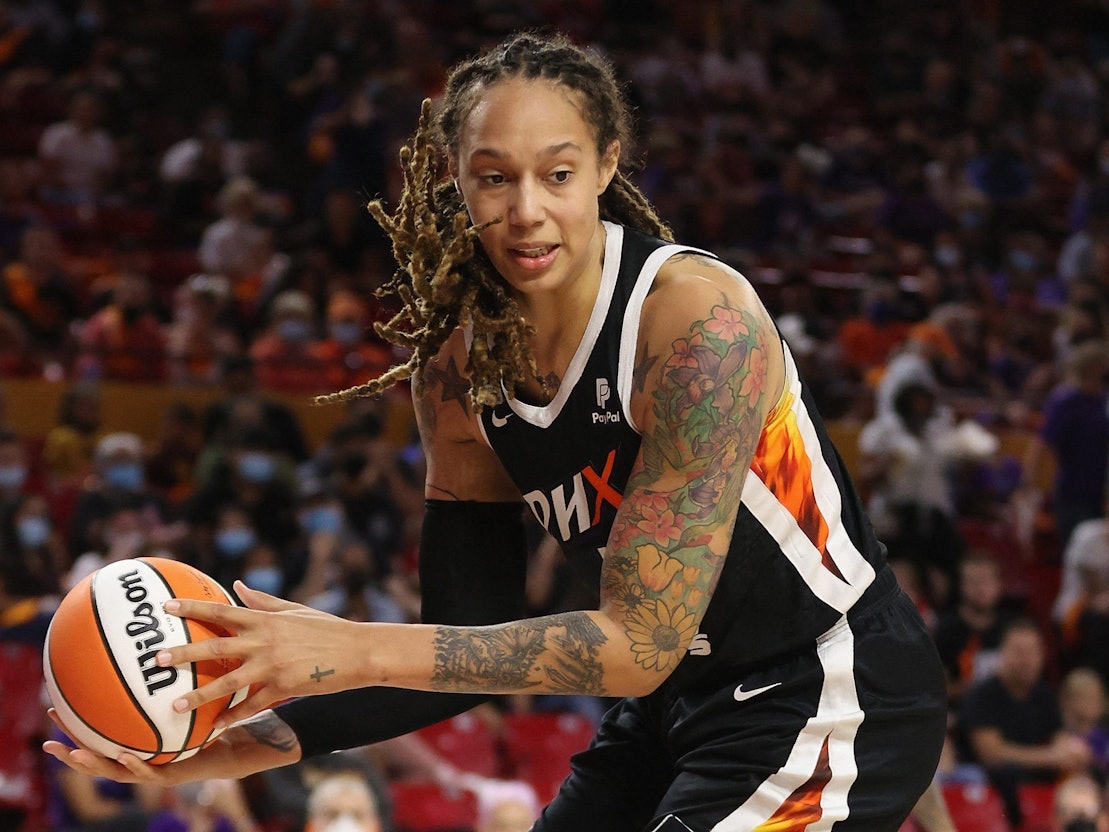 Die zweifache Olympiasiegerin Brittney Griner bei einem Spiel der WNBA.