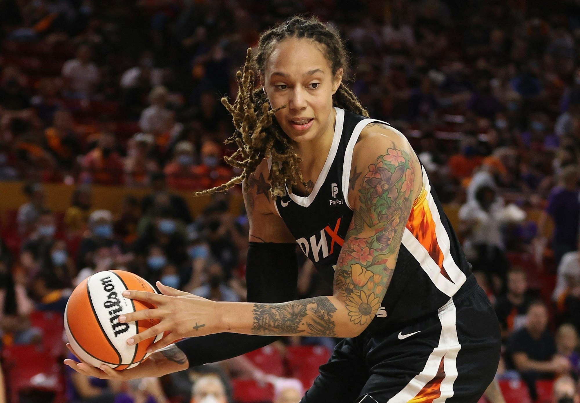Die zweifache Olympiasiegerin Brittney Griner bei einem Spiel der WNBA.
