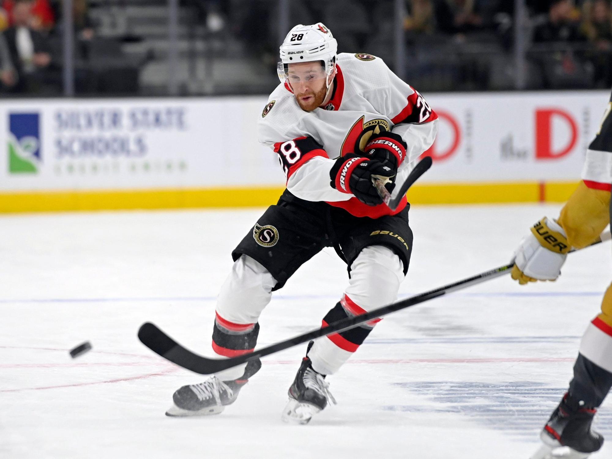 Eishockey-Profi Tim Stützle in Aktion.