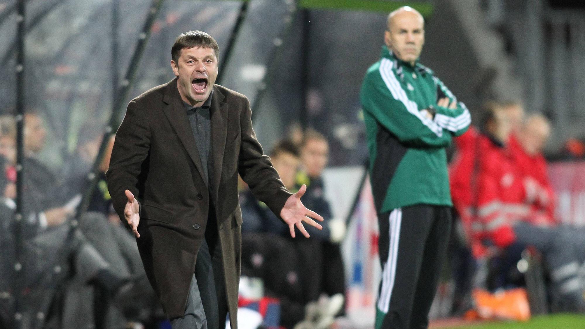 Fußball-Trainer Oleg Luschnyj bei einem Europa-League-Spiel.