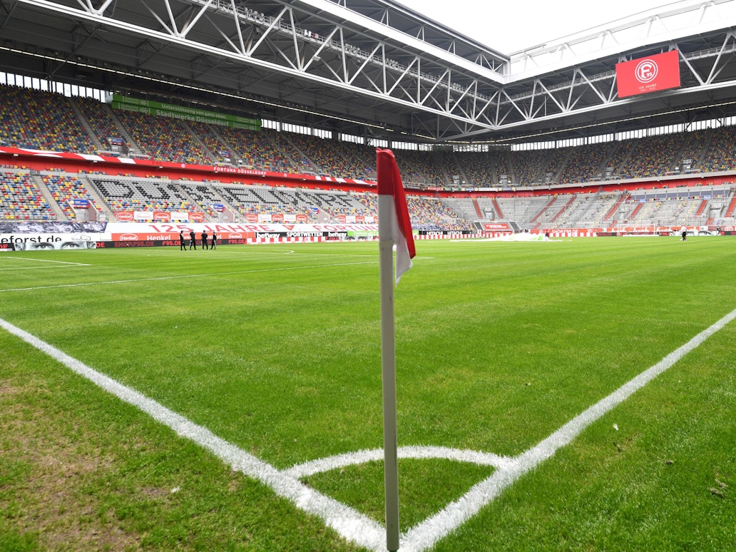 Ein Blick in die leere Merkur Spiel-Arena in Düsseldorf.