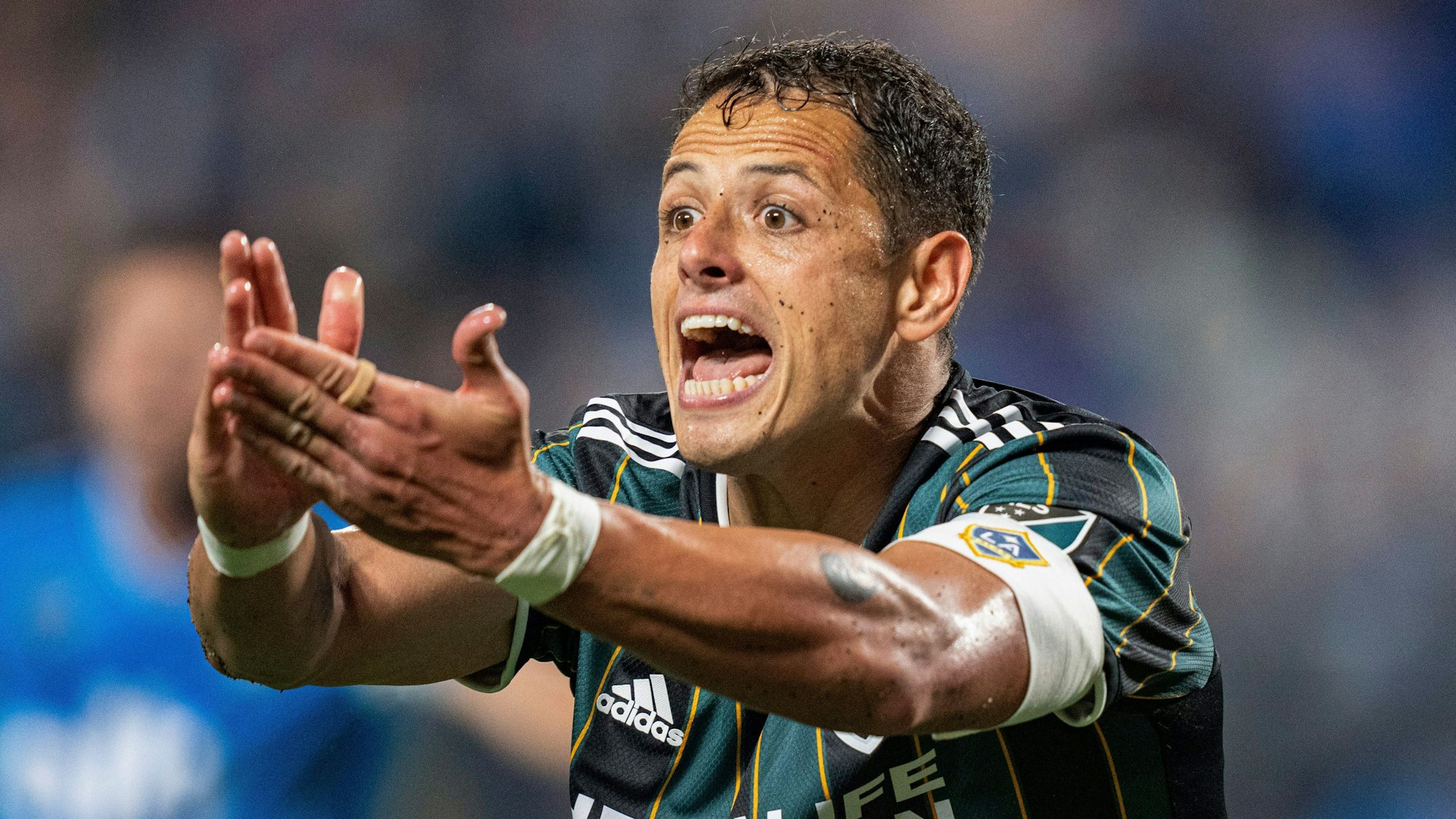 Galaxy-Profi Javier Hernández gestikuliert im MLS-Spiel beim Charlotte FC