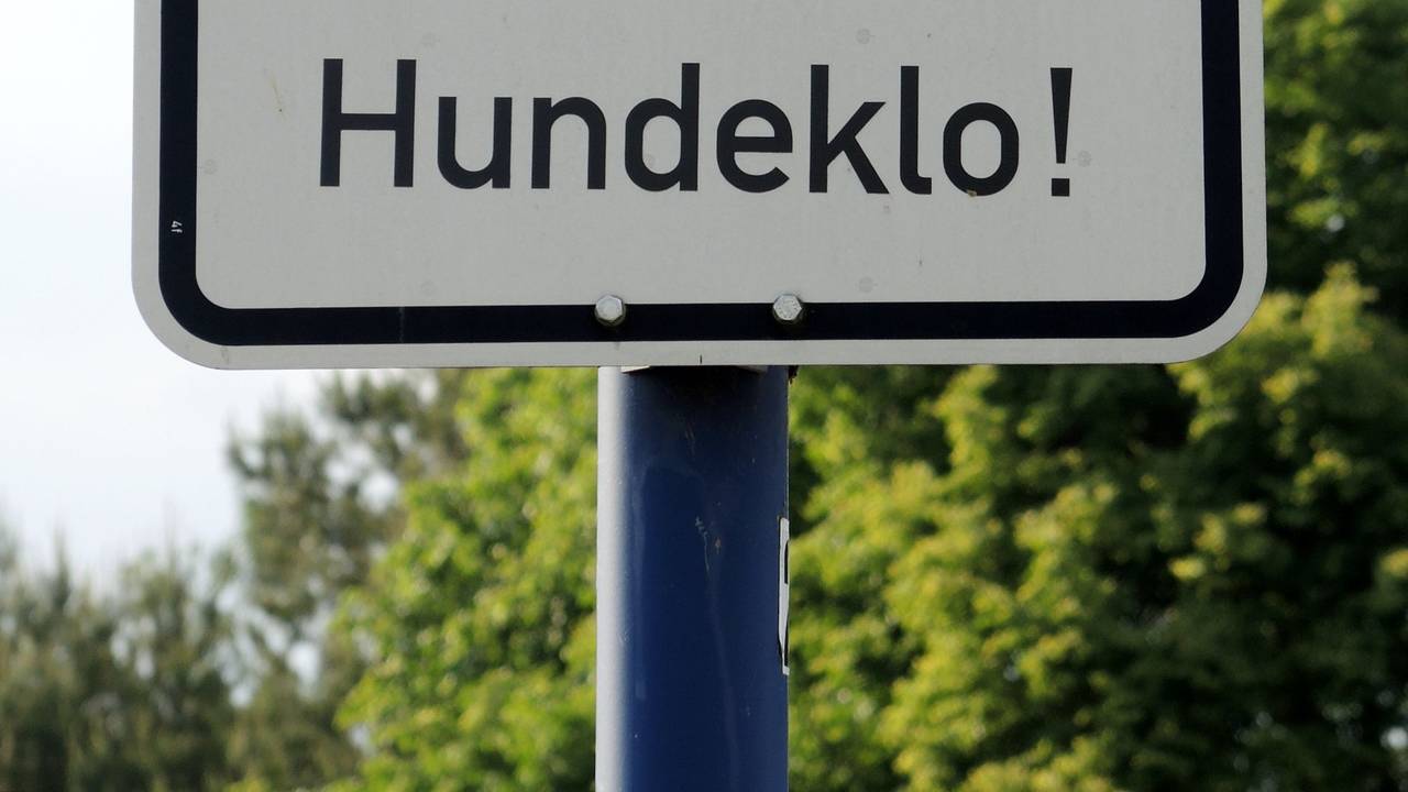 Ein Schild weist am daraufhin, die Grünfläche nicht als Hundeklo zu missbrauchen.