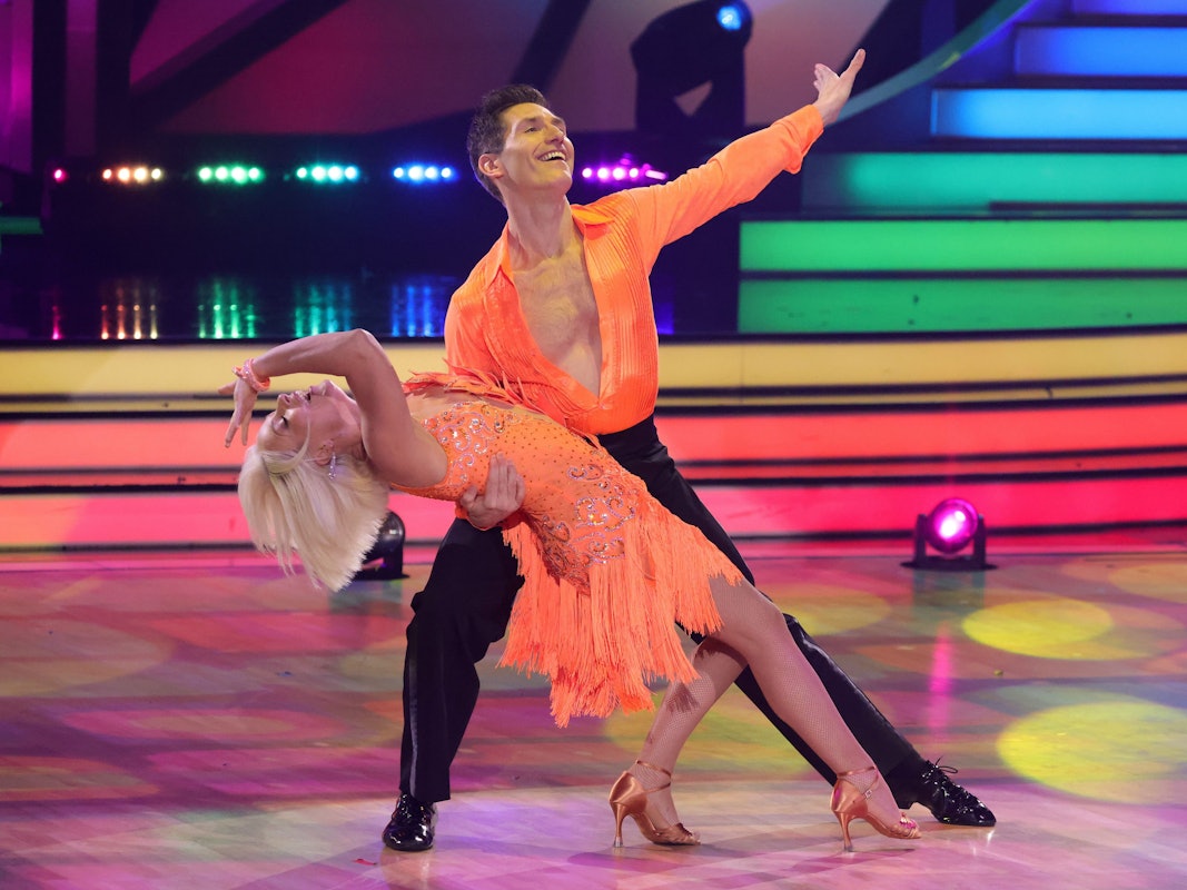 Michelle and Christian Polanc perform on stage during the 2nd show of the 15th season of the television competition show "Let's Dance" at MMC Studios on March 04, 2022 in Cologne, Germany.