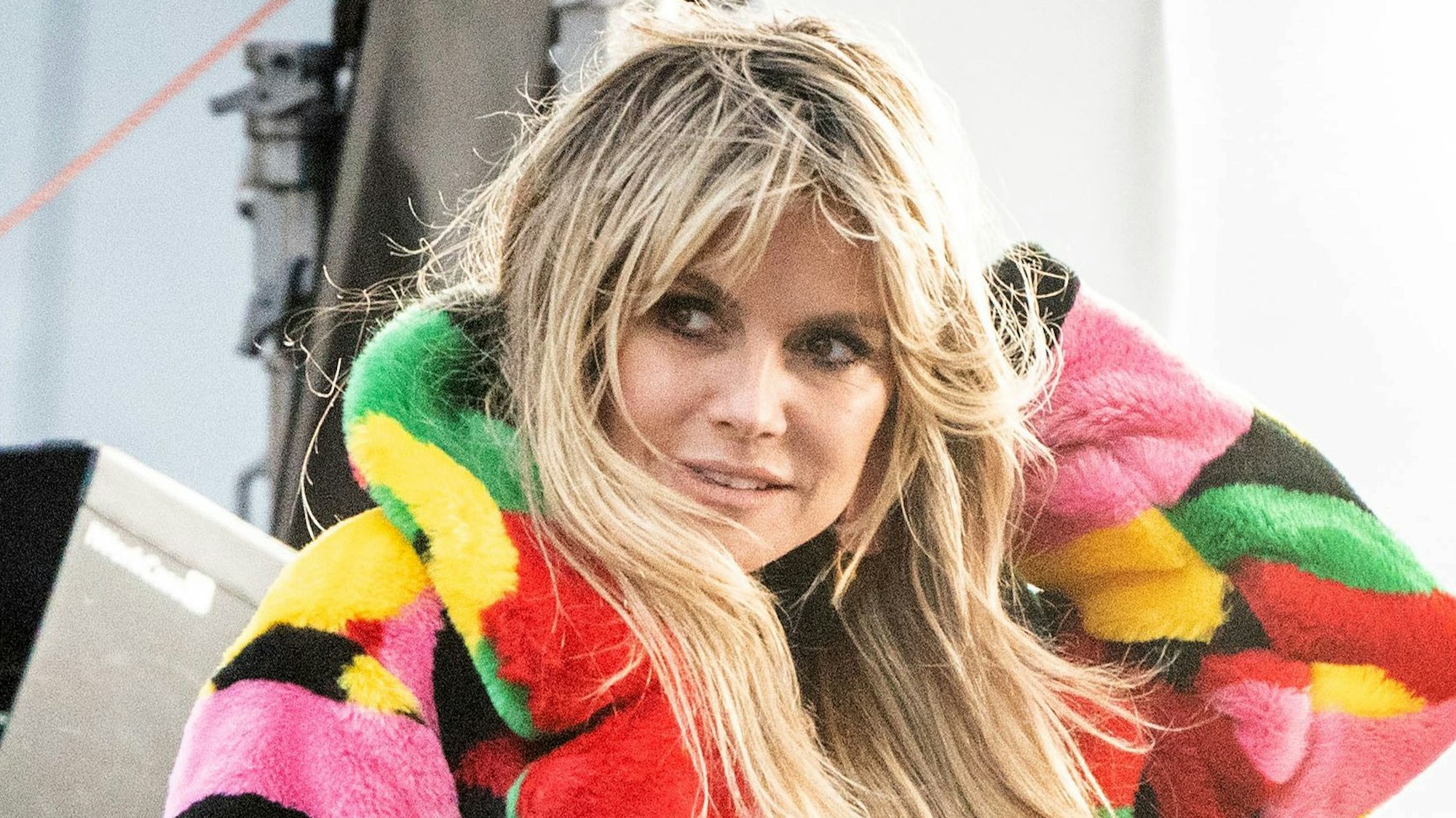 Das ehemalige Model und Moderatorin Heidi Klum steht bei den Dreharbeiten für eine neue Staffel «Germany's next Topmodel» am Set am Hotel Adlon.