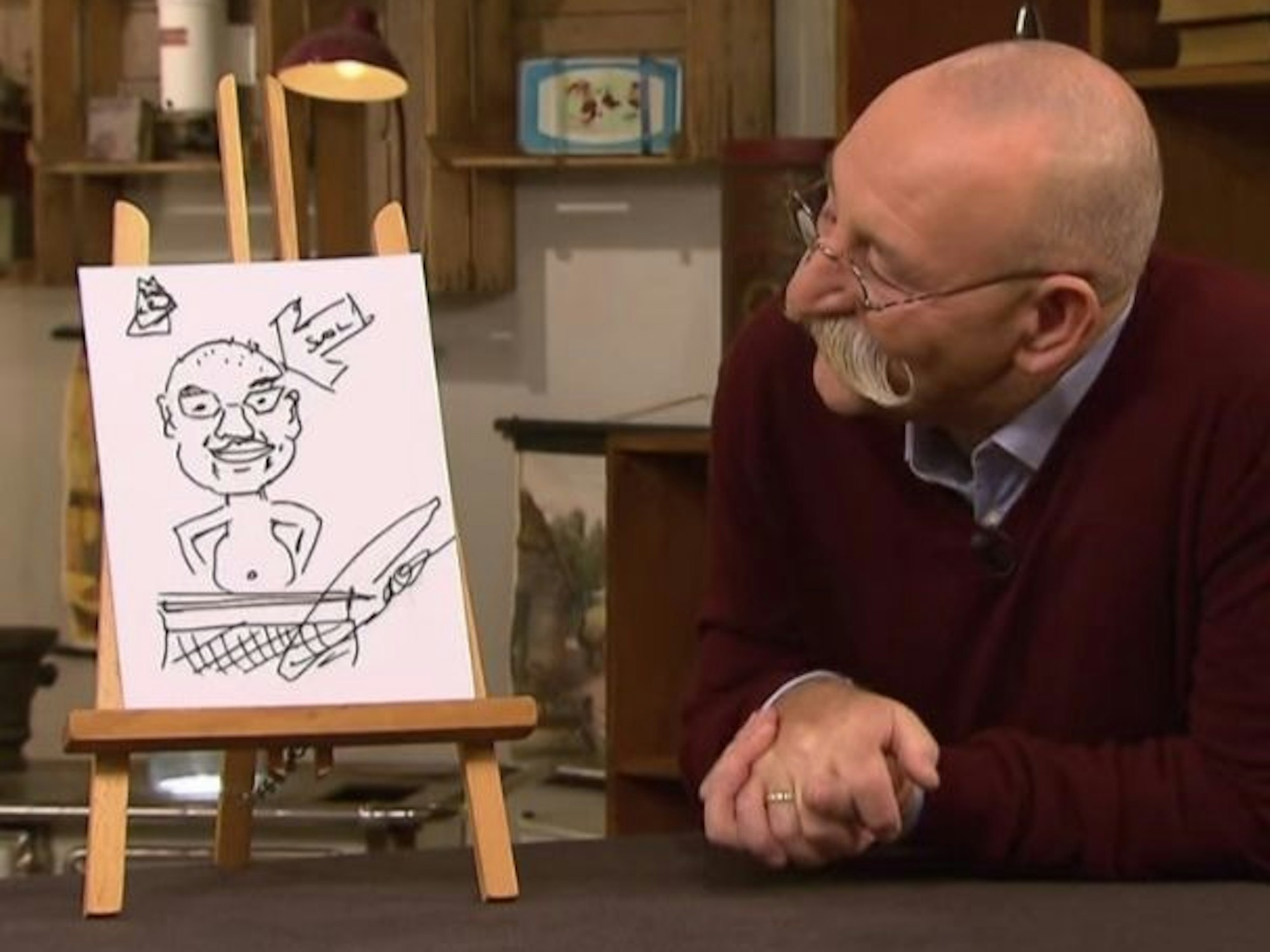 Horst Lichter zeigt bei Bares für Rares vom 11. März 2022 sein Kunswerk von Sven Deutschmanek.
Screenshot Bares für Rares / ZDF.