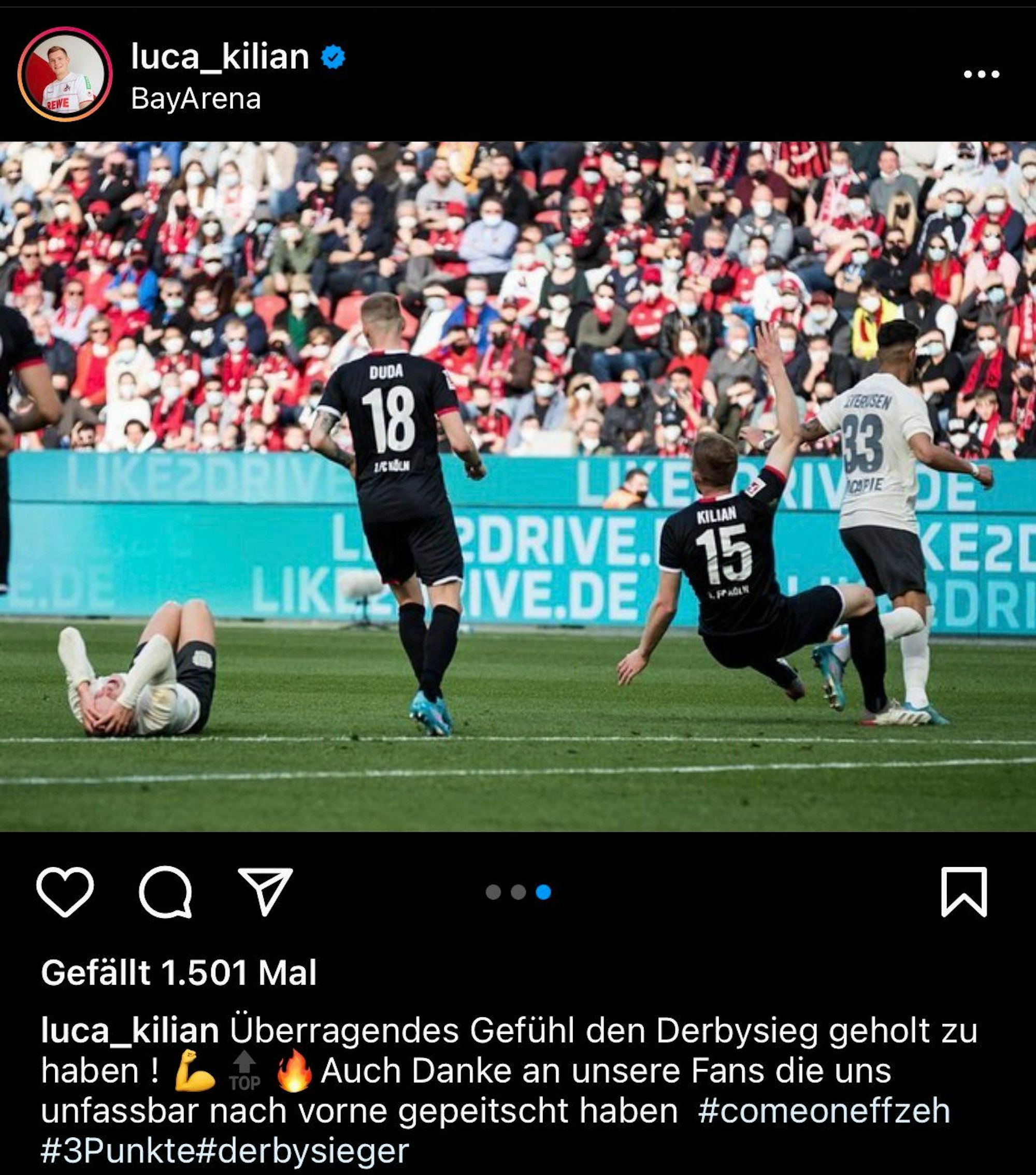 Instagram-Post von Luca Kilian nach dem Derby