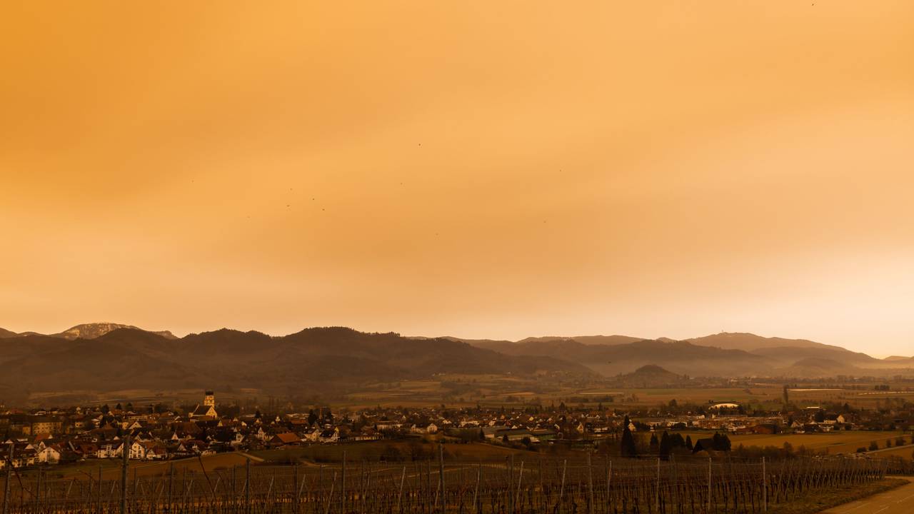 Blutregen: Durch entsprechende Windverhältnisse wurden in den letzten Tagen große Mengen Saharastaub nach Europa geweht. Der Regen hat diesen aus der Luft gewaschen. Unser Bild zeigt den Saharastaub in Baden-Württemberg am 15. März 2022.