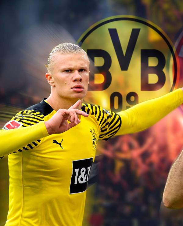 Fotomontage von Erling Haaland und Robert Lewandowski.