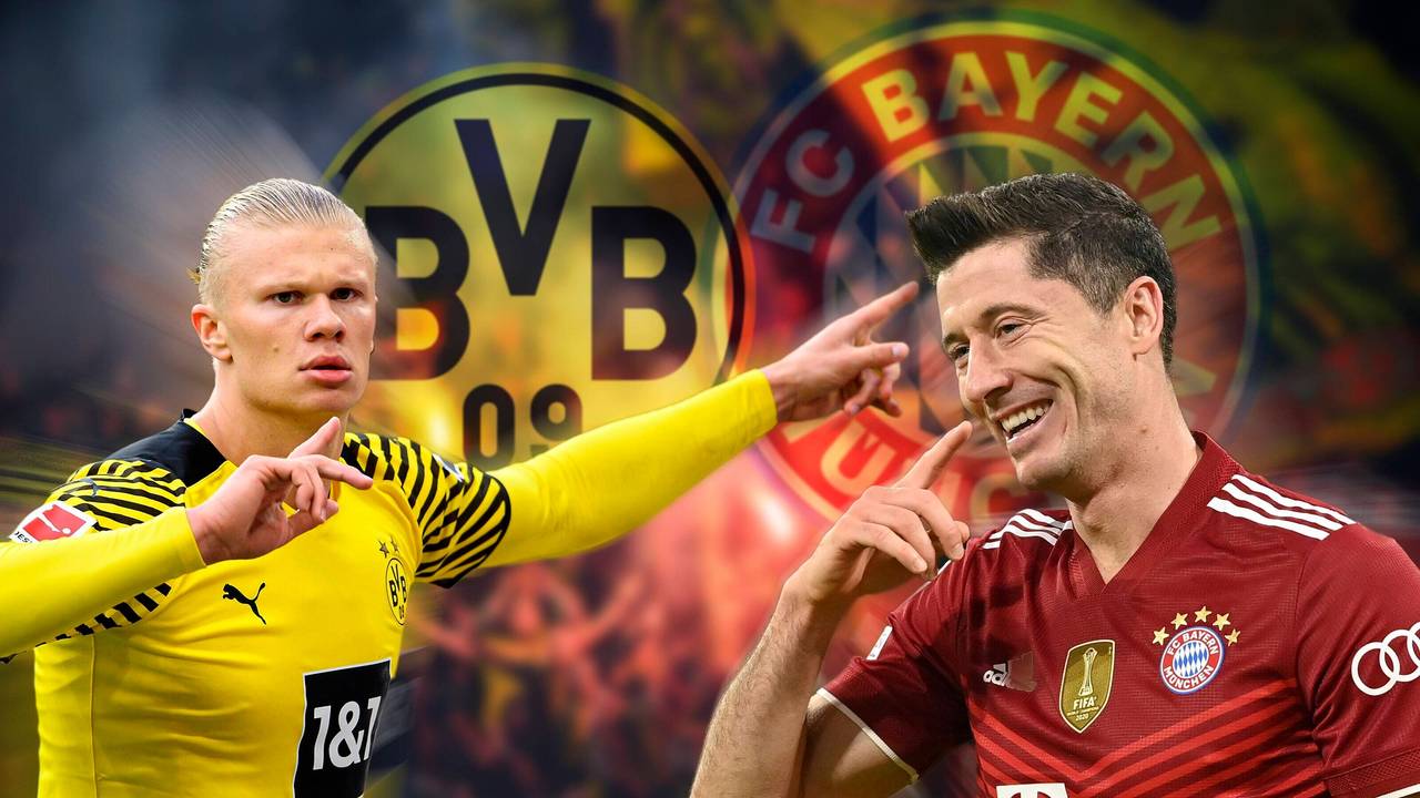 Fotomontage von Erling Haaland und Robert Lewandowski.