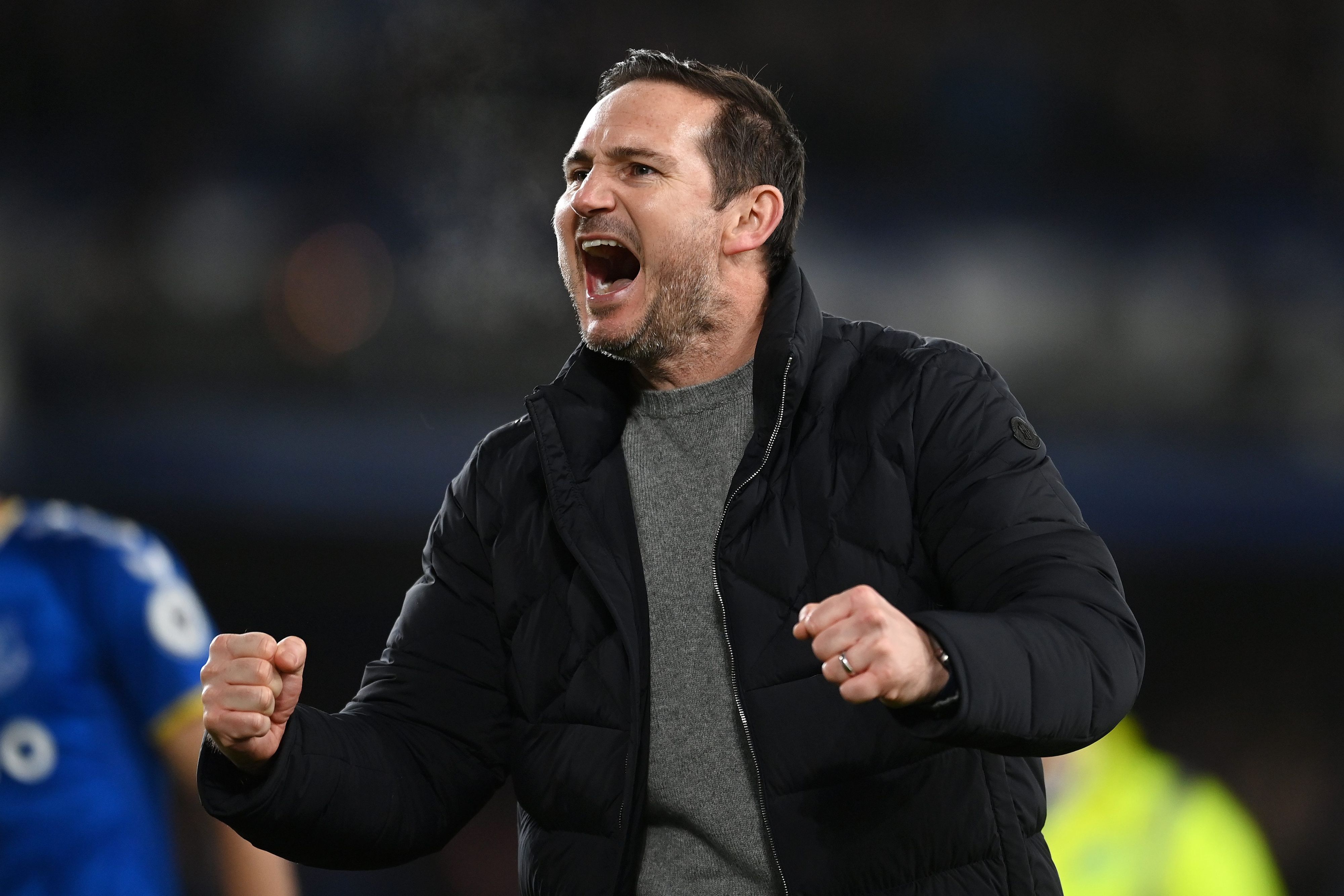 Everton-Coach Frank Lampard jubelt nach dem späten Sieg über Newcastle.