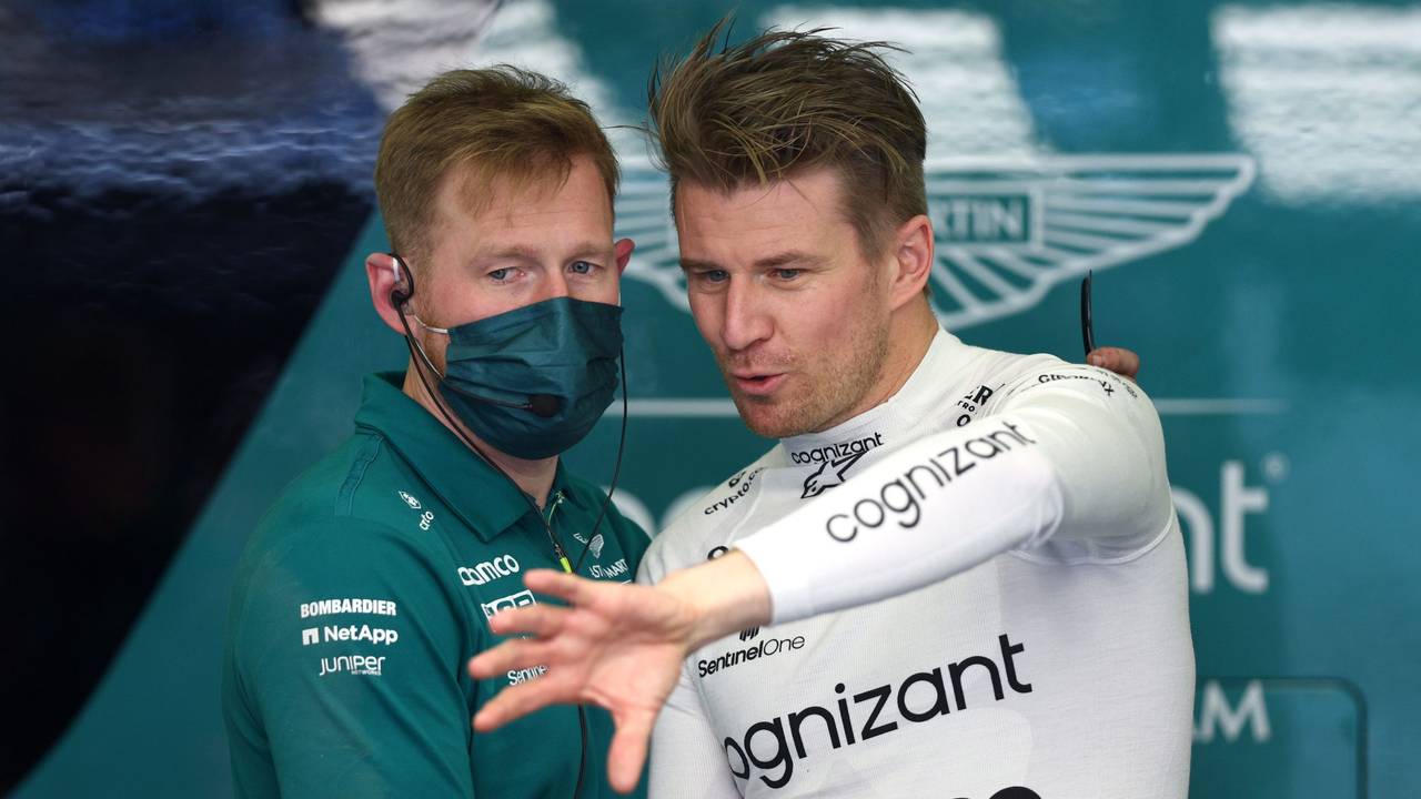 BAHRAIN, BAHRAIN - MARCH 18: Nico Hulkenberg of Germany and Aston Martin F1 Team prepares to drive in the garage during practice ahead of the F1 Grand Prix of Bahrain at Bahrain International Circuit on March 18, 2022 in Bahrain, Bahrain. (Photo by Lars Baron/Getty Images)