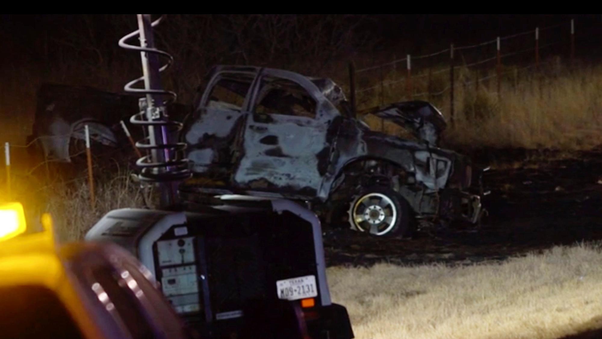 Das Wrack eines Wagens nach dem Horror-Unfall in Texas am 15. März 2022.