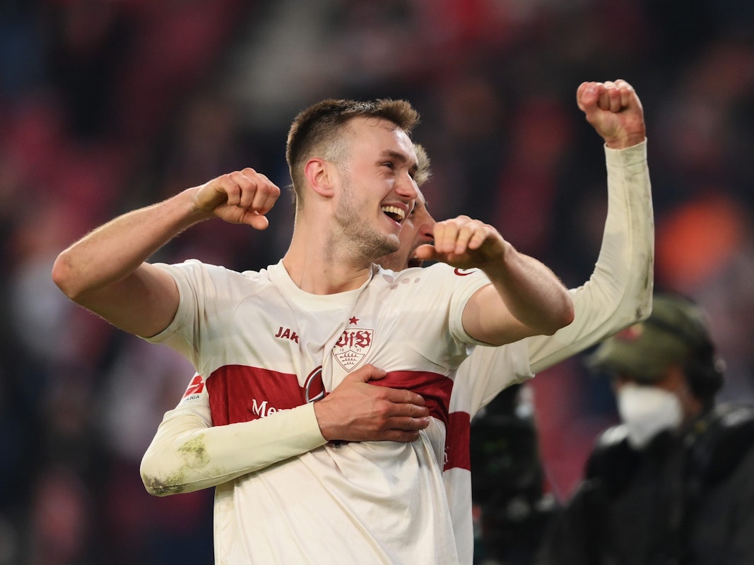 Sasa Kalajdzic vom VfB Stuttgart beim Torjubel.