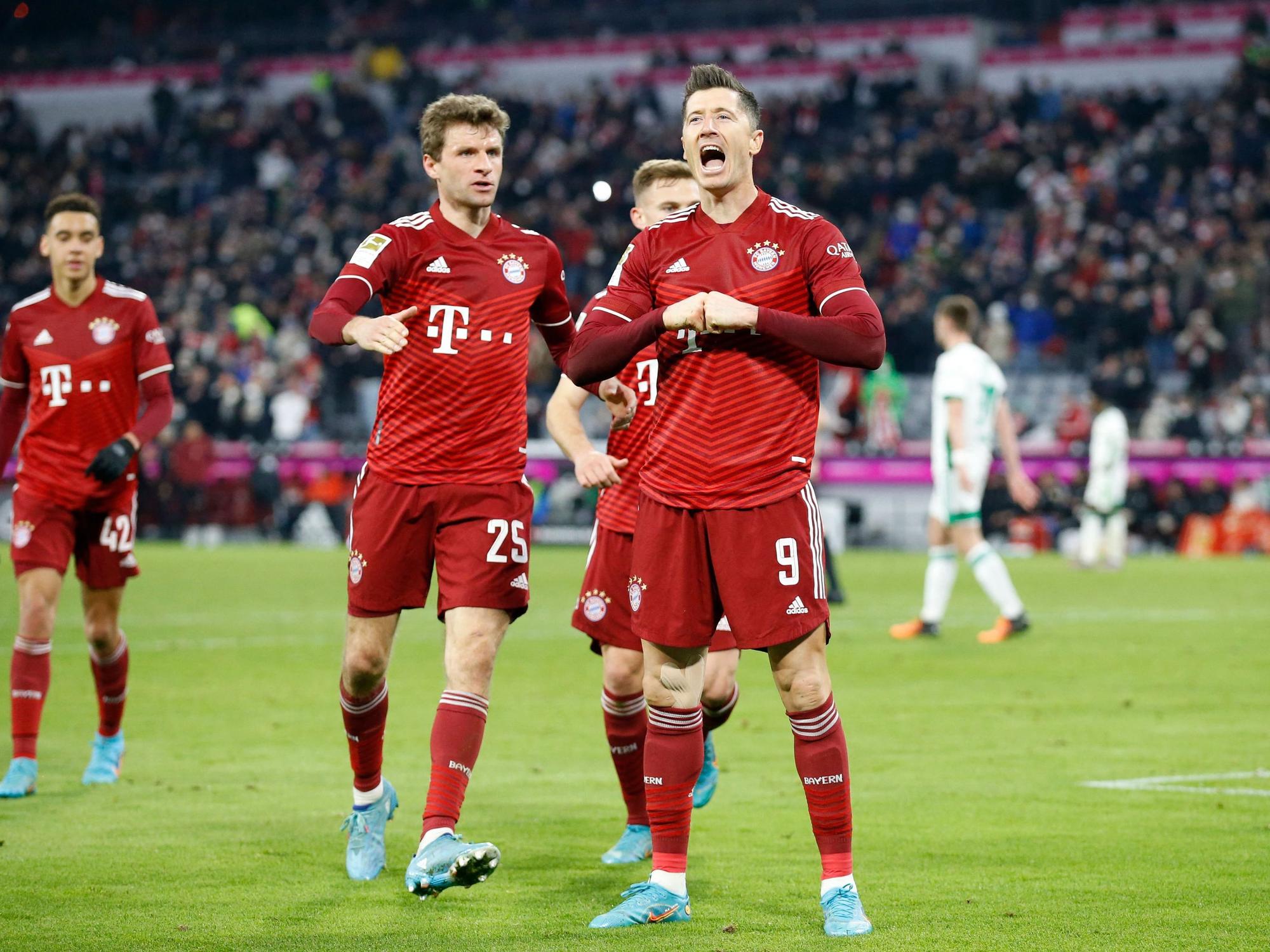 Robert Lewandowski bejubelt seinen Doppelpack gegen Union Berlin.