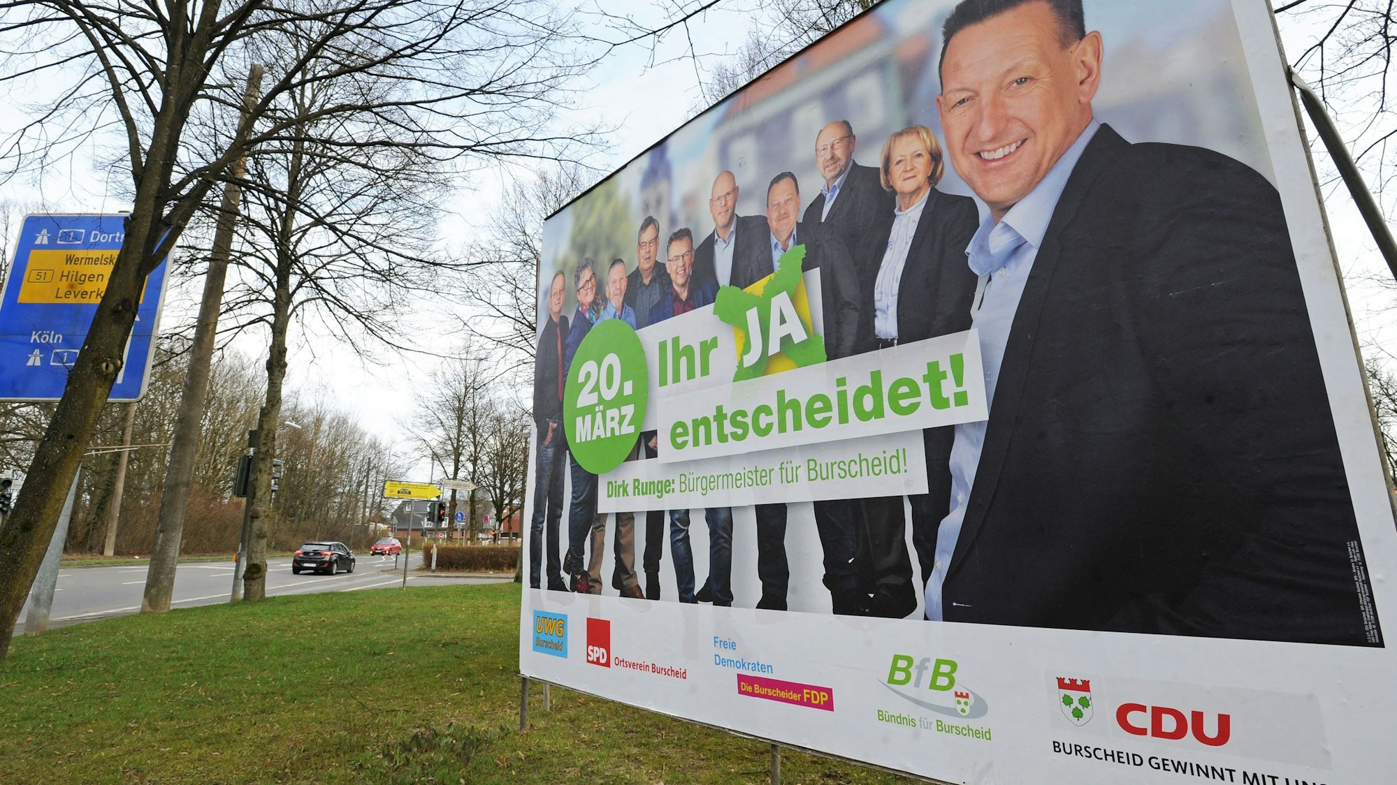 Wahlplakate Dirk Runge Foto: Britta Berg; Plakat von Dirk Runge in Burscheid.
