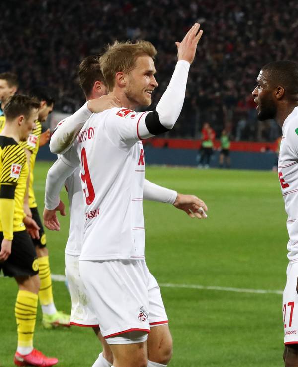 Sebastian Andersson trifft für den 1. FC Köln gegen den BVB.