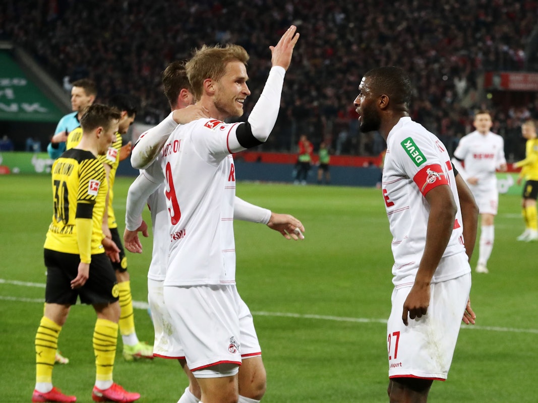 Sebastian Andersson trifft für den 1. FC Köln gegen den BVB.