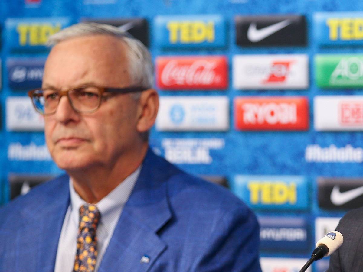 Hertha-Investor Lars Windhorst und Präsident Werner Gegenbauer bei einer Pressekonferenz.