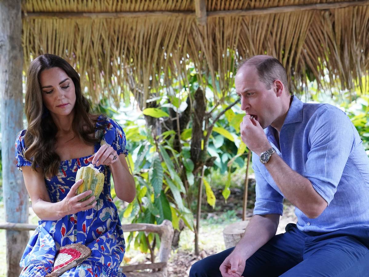 Der britische Prinz William, Herzog von Cambridge, und seine Frau Kate, Herzogin von Cambridge, besuchen anlässlich ihrer Karibikreise die Schokoladenfabrik Che'il. William und Kate reisen seit Samstag, 19.03.2022, im Auftrag der Queen anlässlich deren 70. Thronjubiläums durch mehrere Länder Mittelamerikas und der Karibik.