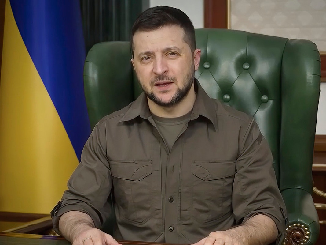 Der ukrainische Präsident Wolodymyr Selenskyj bei einer Pressekonferenz im März 2022.