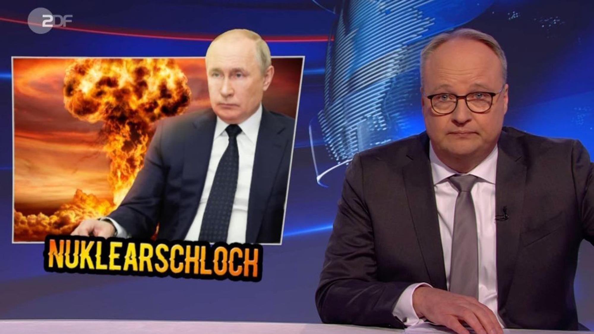 Oliver Welke und die "heute-show" (ZDF) halten wenig von Wladimir Putins unverhohlener Drohung, auch Atomwaffen einsetzen zu können.