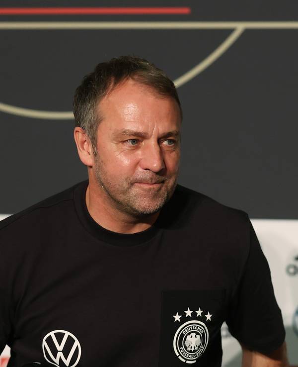 Hansi Flick bei der Pressekonferenz der Nationalmannschaft.