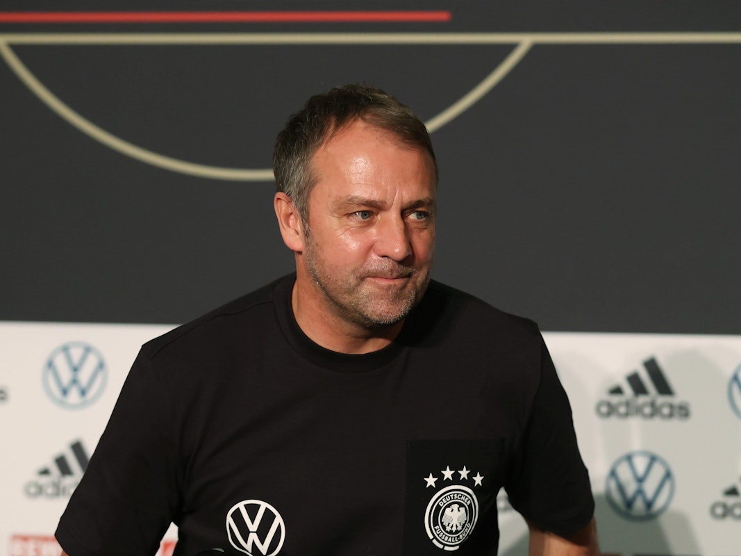 Hansi Flick bei der Pressekonferenz der Nationalmannschaft.