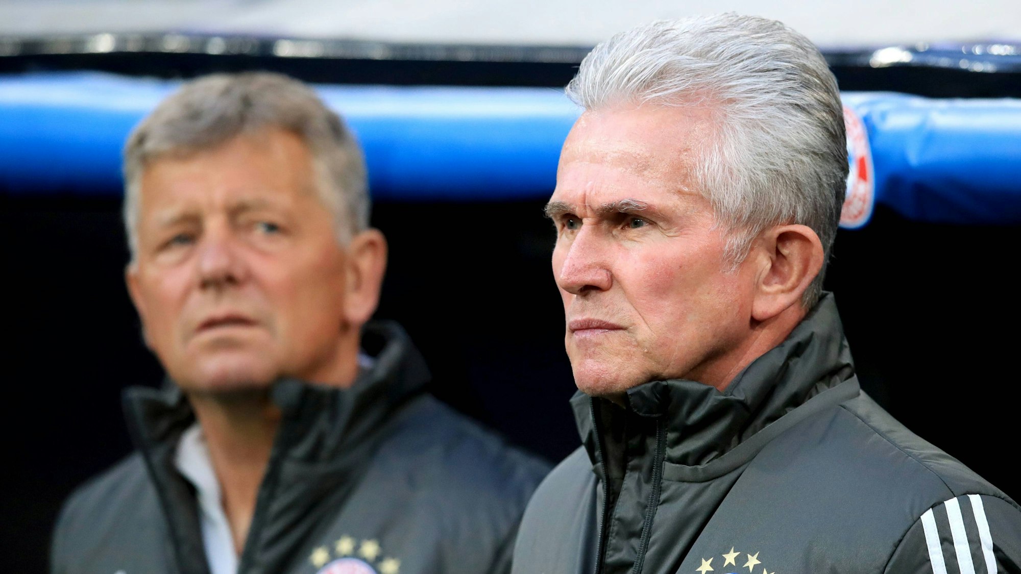 Jupp Heynckes und Peter Hermann beim Spiel gegen Real Madrid