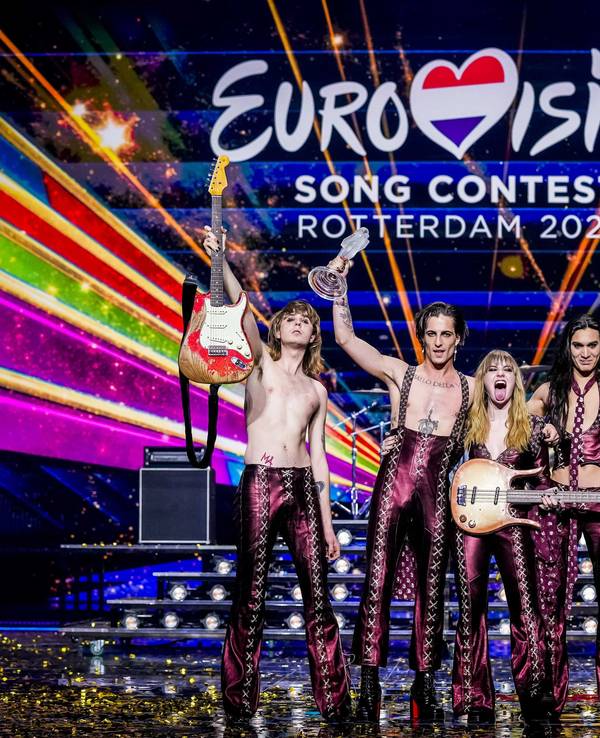 Die Band Maneskin auf der Bühne des Eurovision Song Contest 2021