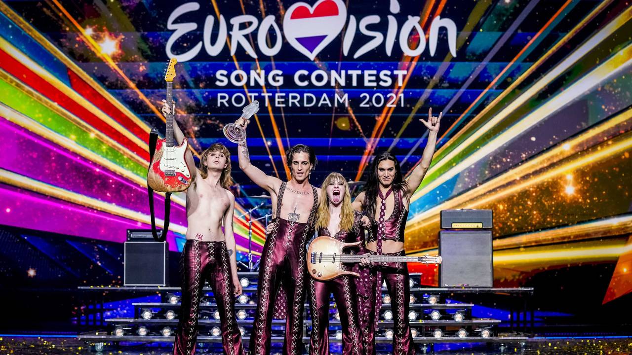 Die Band Maneskin auf der Bühne des Eurovision Song Contest 2021