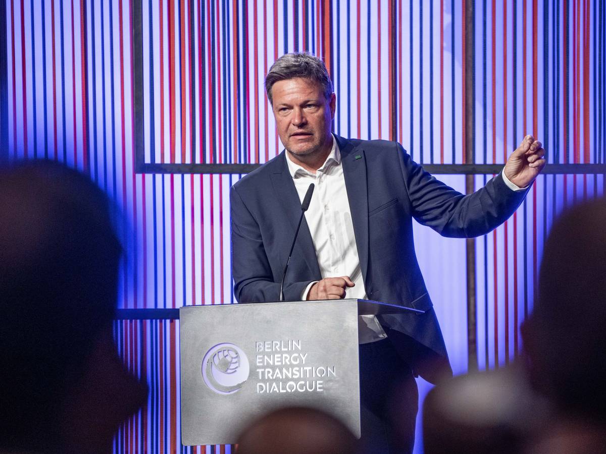 Robert Habeck (Bündnis 90/Die Grünen), Bundesminister für Wirtschaft und Klimaschutz, spricht beim Berlin Energy Transition Dialogue im Auswärtigen Amt.